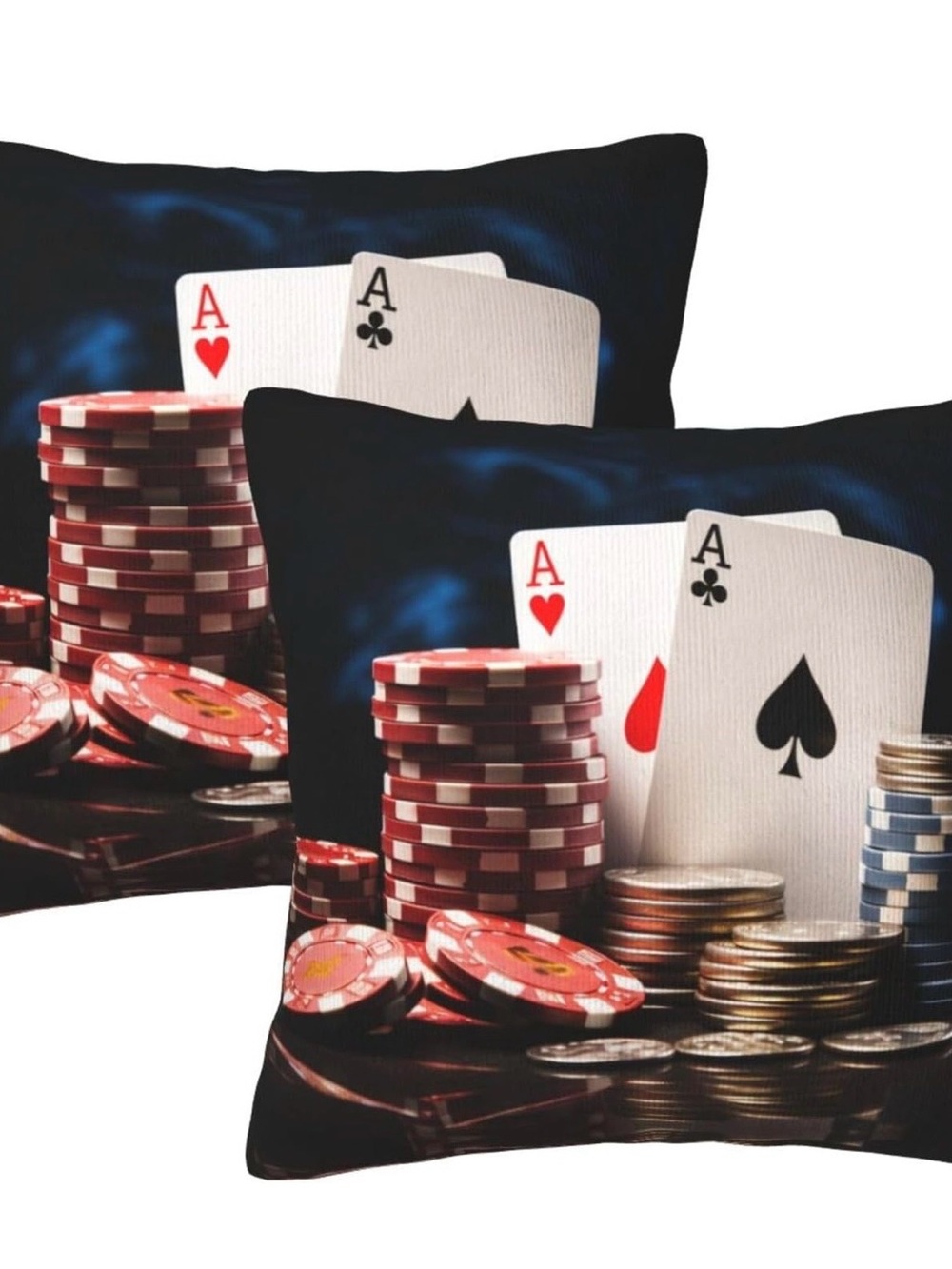 Casino Poker Chips & Aces Decorative Pillow Cover Covers